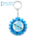 Factory direct sale no minimum order custom pvc rubber gear shaped globe keychain